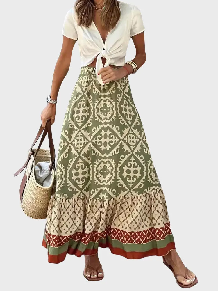Korean Boho Maxi Skirt