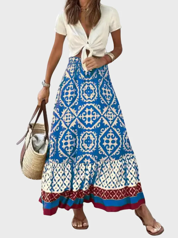 Korean Boho Maxi Skirt