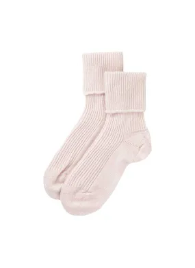 Ladies Cashmere Bed Socks - Petal Pink