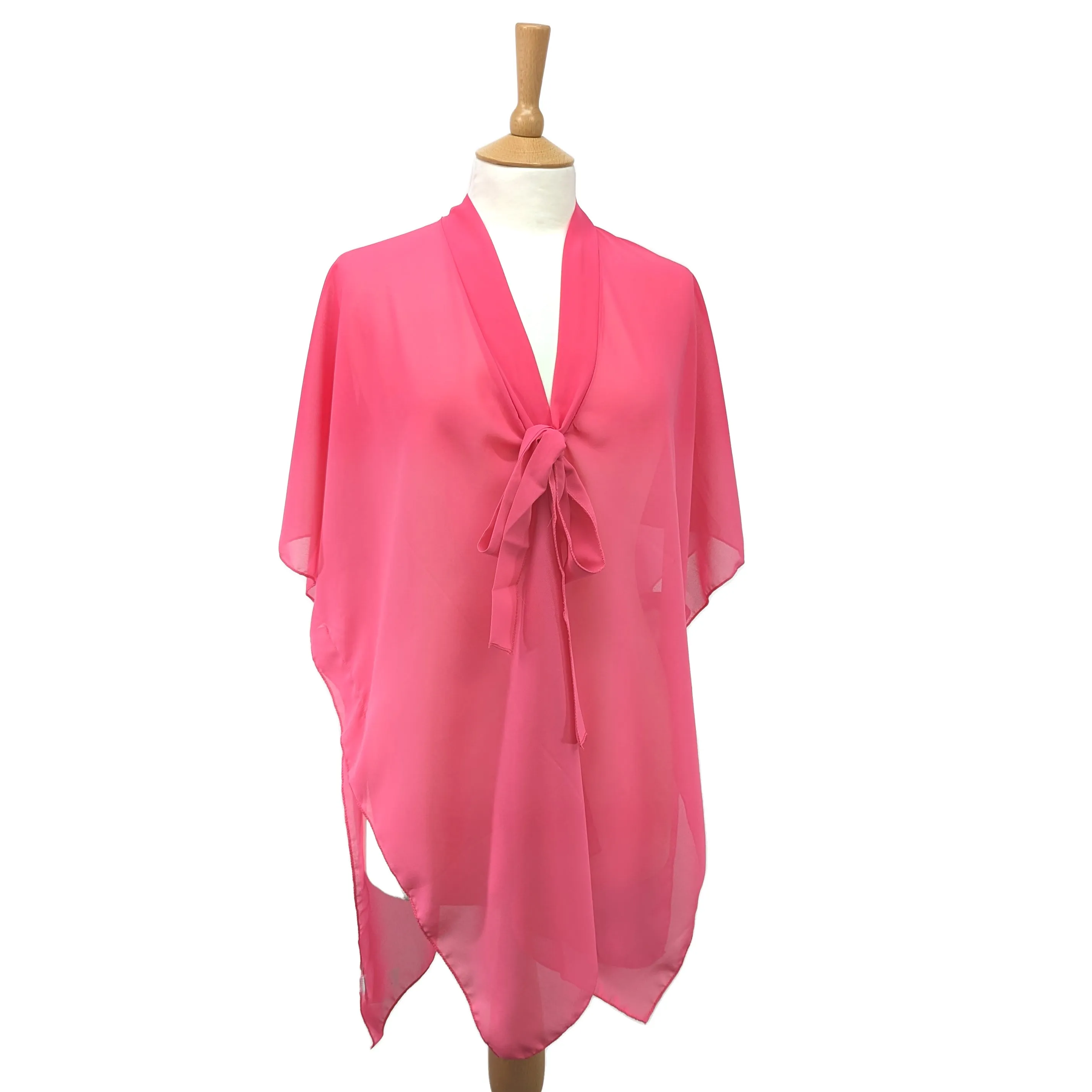 Ladies Soft Beach Kaftan with Front Tie - Bright Pink