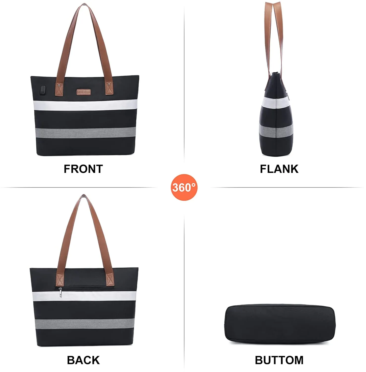 Laptop Shoulder Work Tote Bag