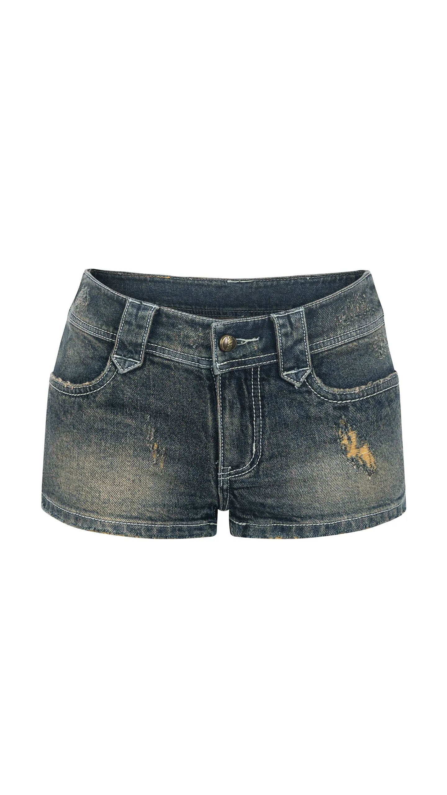 Low Rise Vintage Washed Jeans Shorts