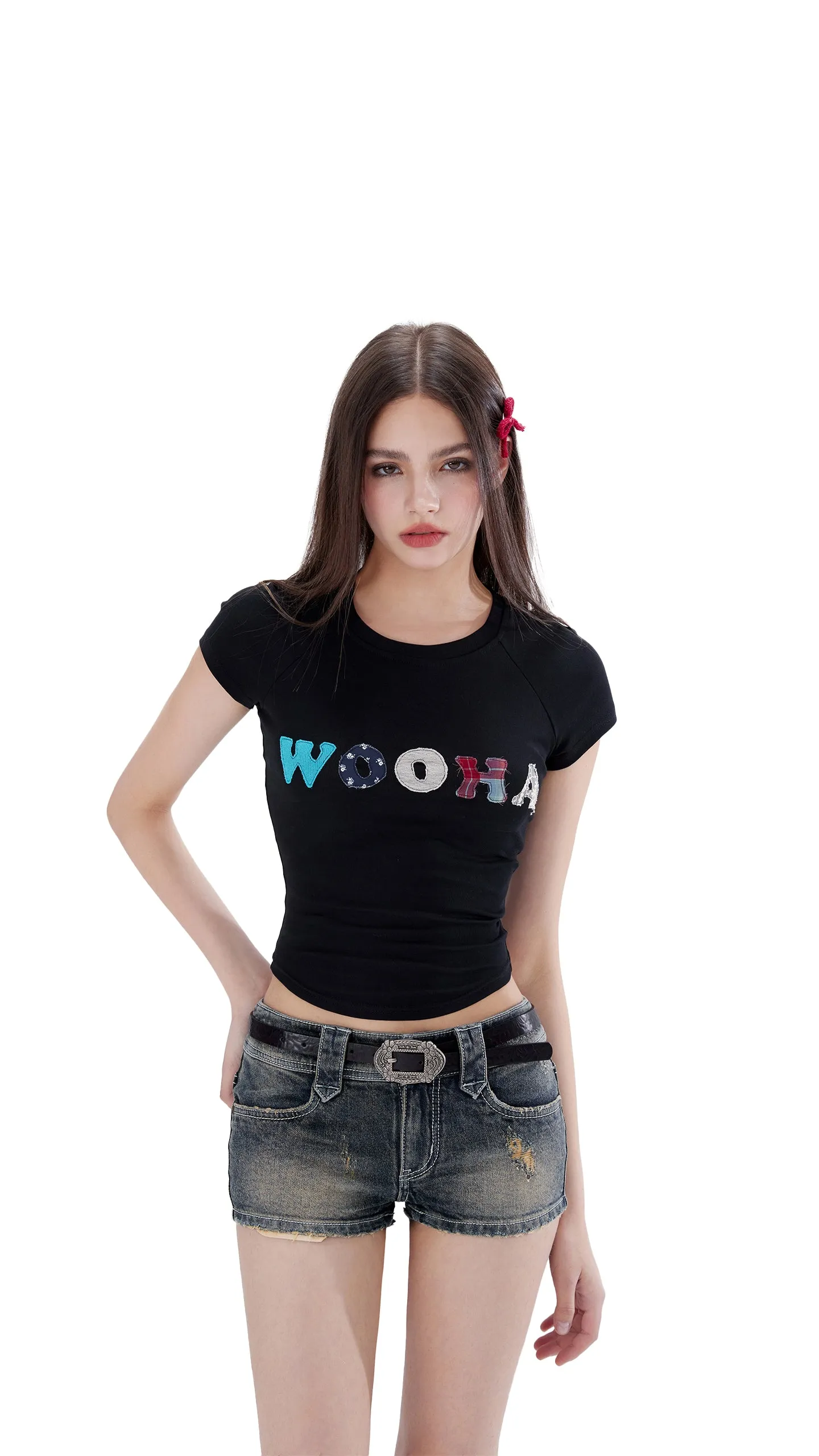 Low Rise Vintage Washed Jeans Shorts