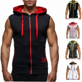 Mens Sleeveless Sweatshirt Hoodies New Clothing Hooded Tank Top Sporting Hooded for Mens Joggers Sportswear vest