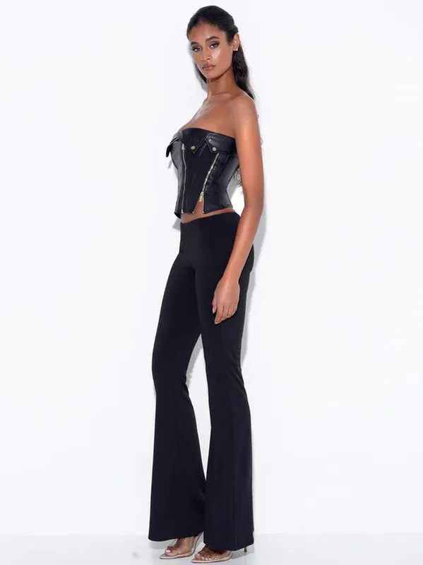 MERLINA VEGAN LEATHER BUSTIER TOP