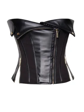 MERLINA VEGAN LEATHER BUSTIER TOP