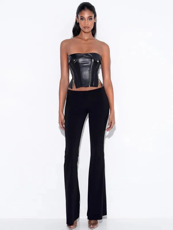 MERLINA VEGAN LEATHER BUSTIER TOP