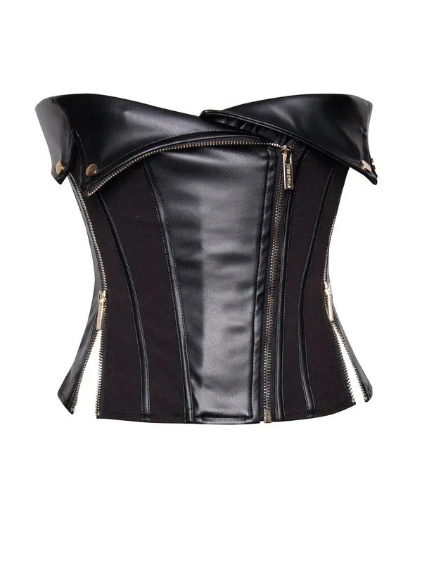 MERLINA VEGAN LEATHER BUSTIER TOP