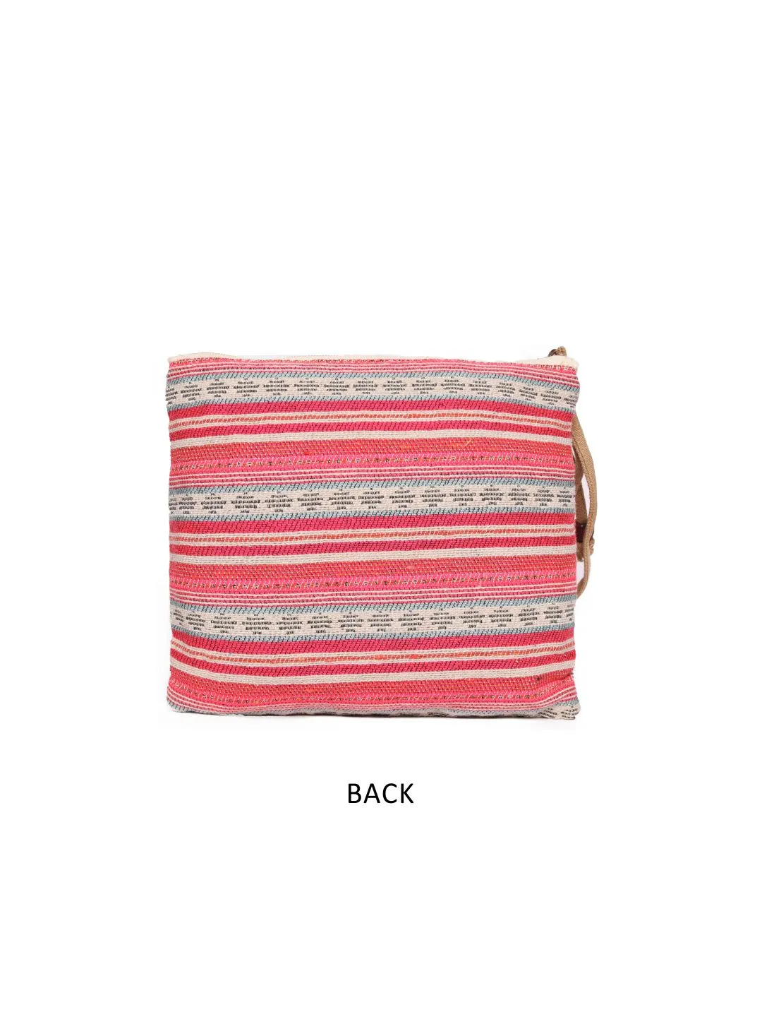 Multi Colour Striped Woven Makeup/Travel Pouch With Tassels