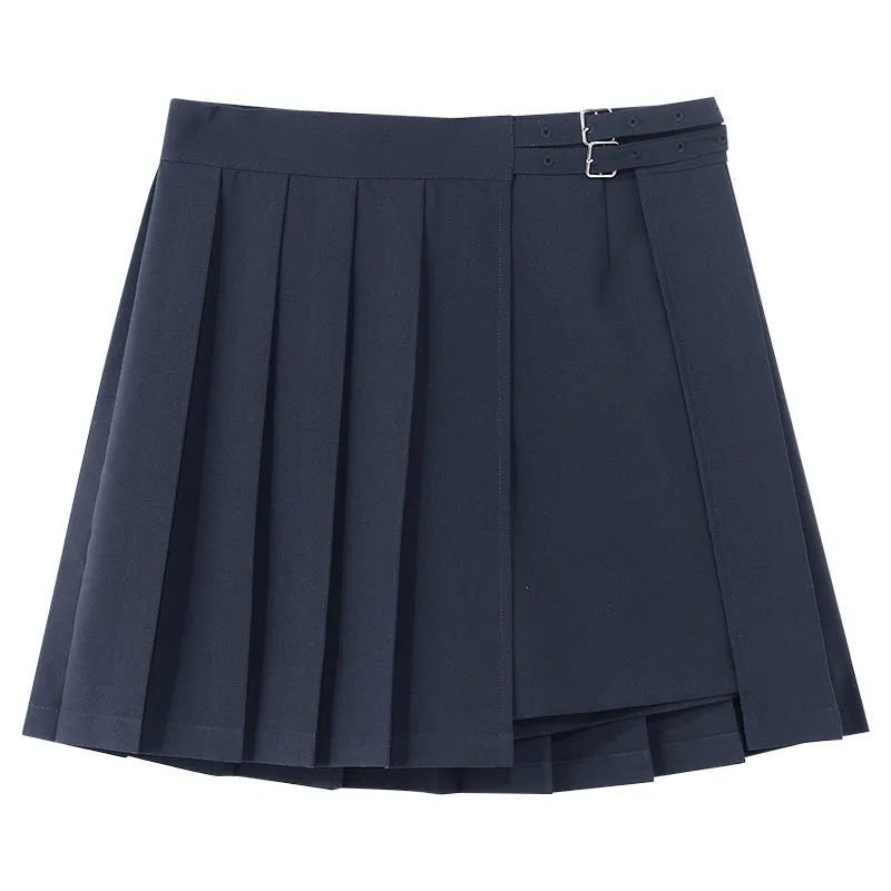 Navy Blue Reversible Style Pleated Skort