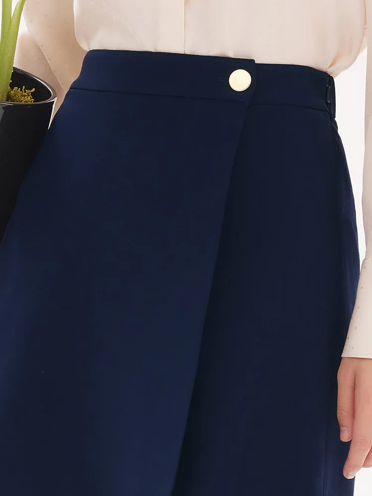 Navy Triacetate A-Line Skort