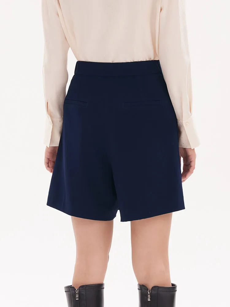 Navy Triacetate A-Line Skort