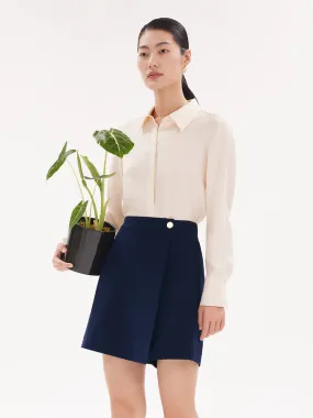 Navy Triacetate A-Line Skort