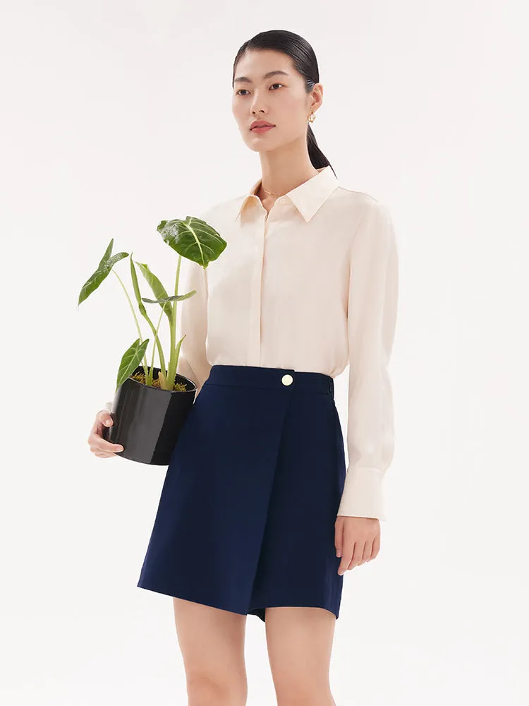 Navy Triacetate A-Line Skort