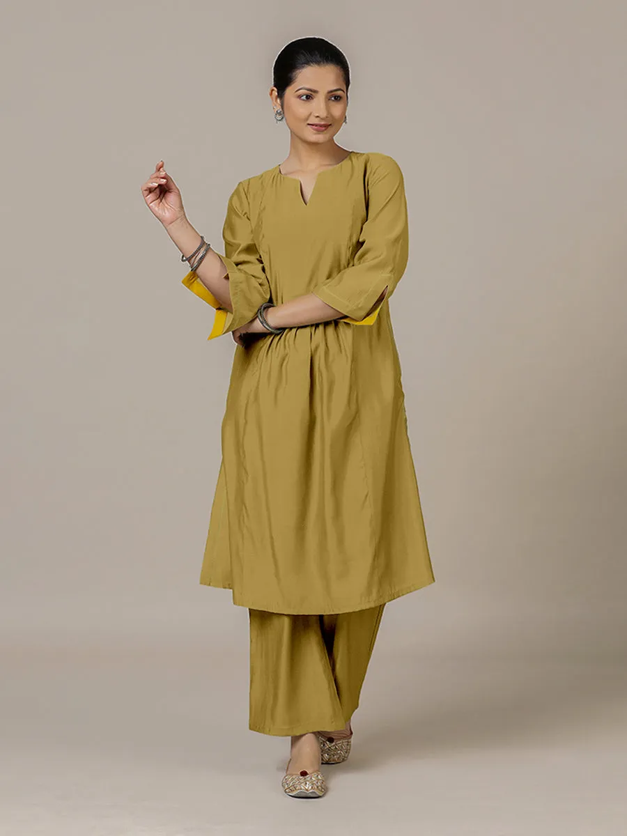 Nimrat x Rozaana | A Line Kurta in Dijon Mustard with Thread Work | Coords or Only Kurta