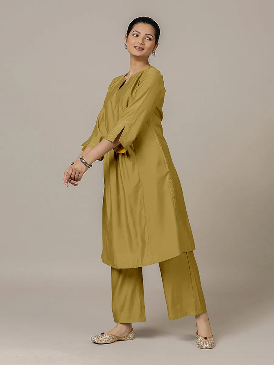 Nimrat x Rozaana | A Line Kurta in Dijon Mustard with Thread Work | Coords or Only Kurta