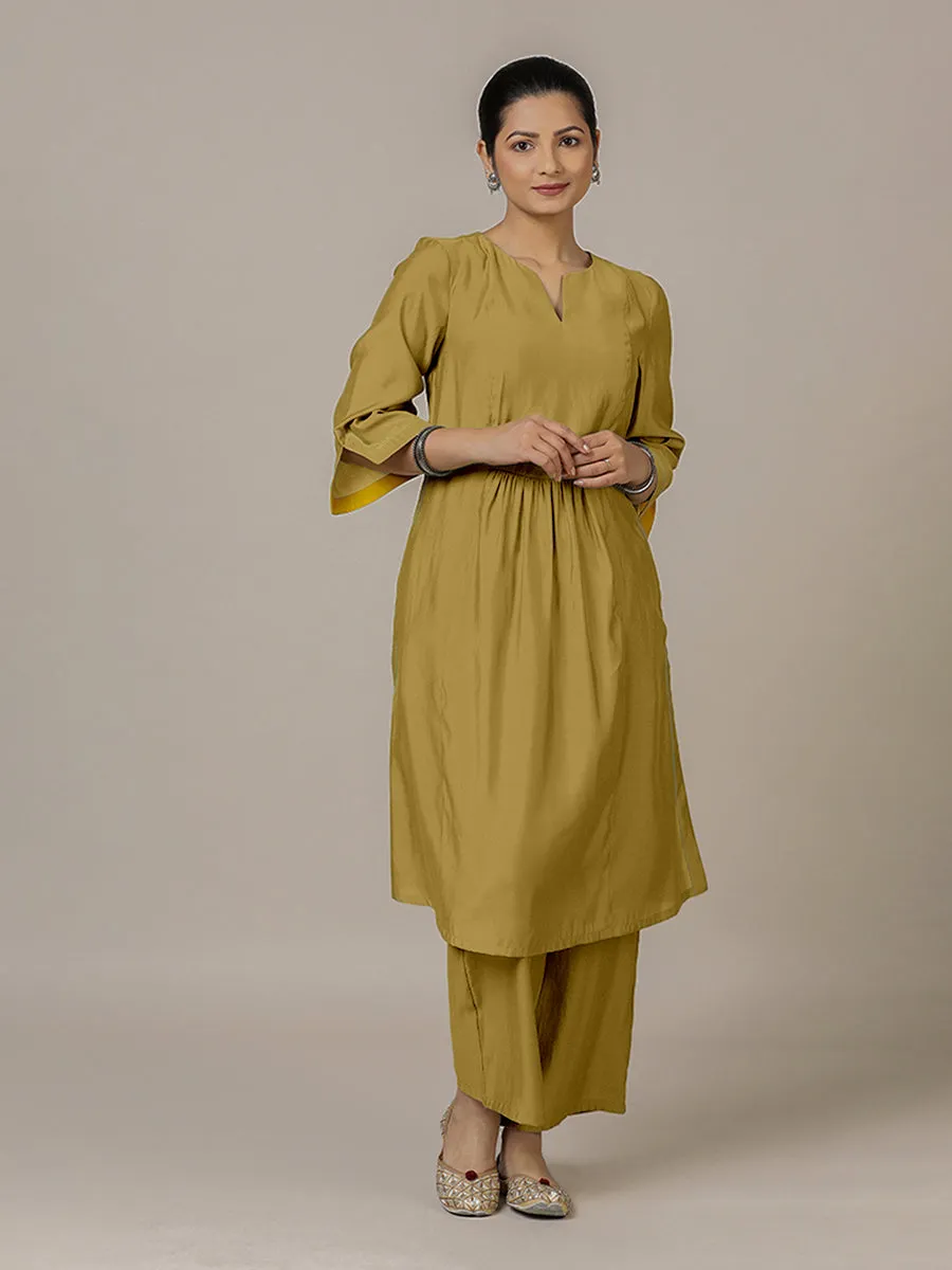 Nimrat x Rozaana | A Line Kurta in Dijon Mustard with Thread Work | Coords or Only Kurta