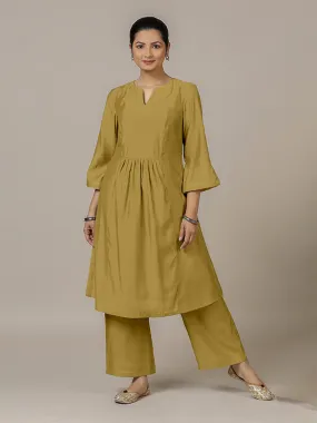 Nimrat x Rozaana | A Line Kurta in Dijon Mustard with Thread Work | Coords or Only Kurta