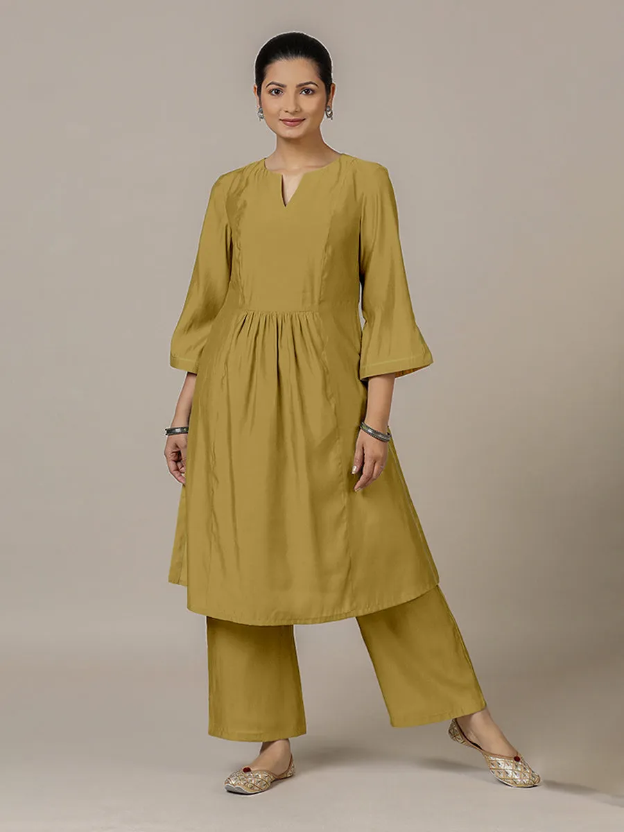 Nimrat x Rozaana | A Line Kurta in Dijon Mustard with Thread Work | Coords or Only Kurta