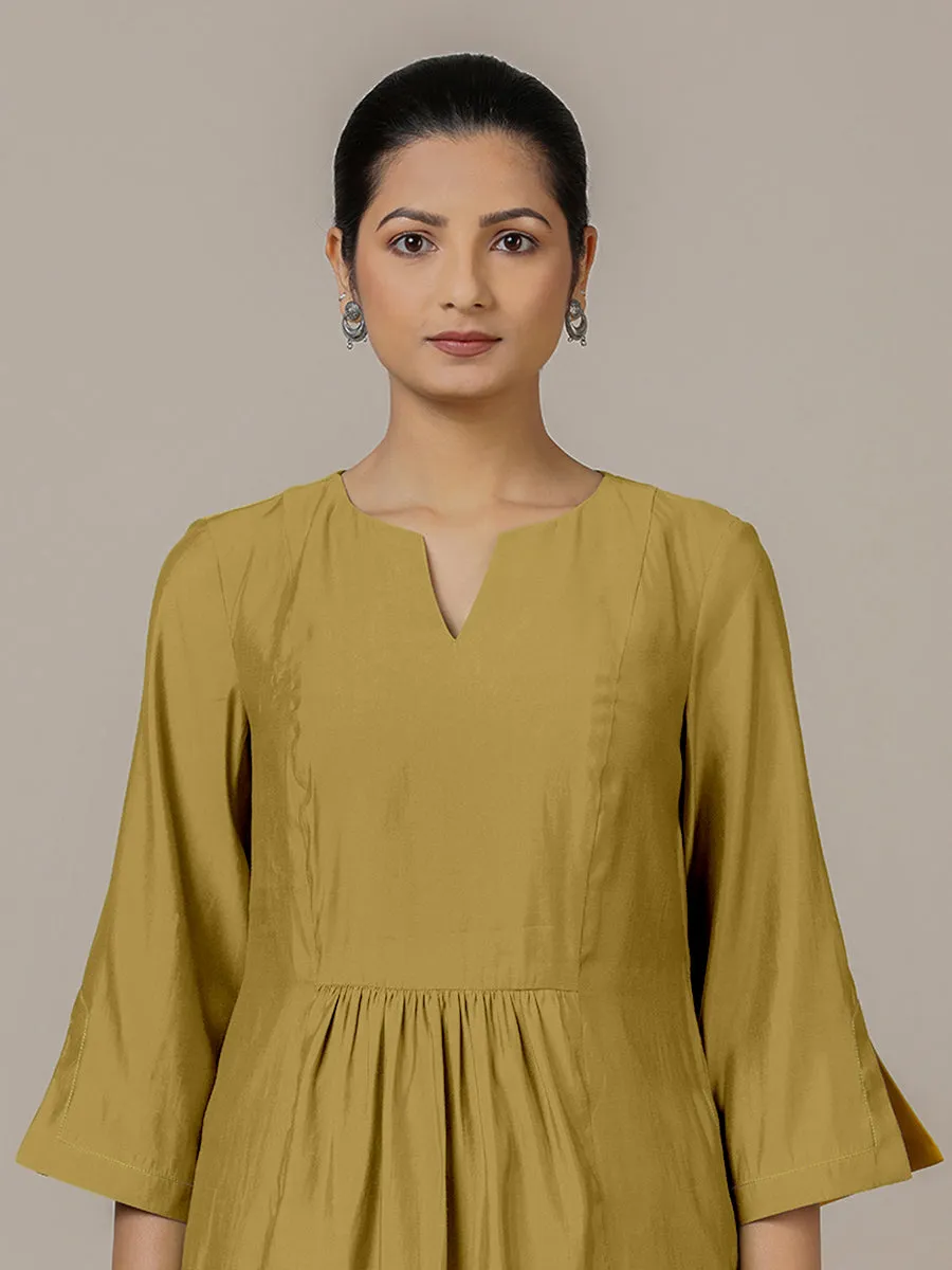 Nimrat x Rozaana | A Line Kurta in Dijon Mustard with Thread Work | Coords or Only Kurta