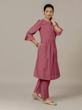Nimrat x Rozaana | A Line Kurta in Rose Pink with Thread Work | Coords or Only Kurta