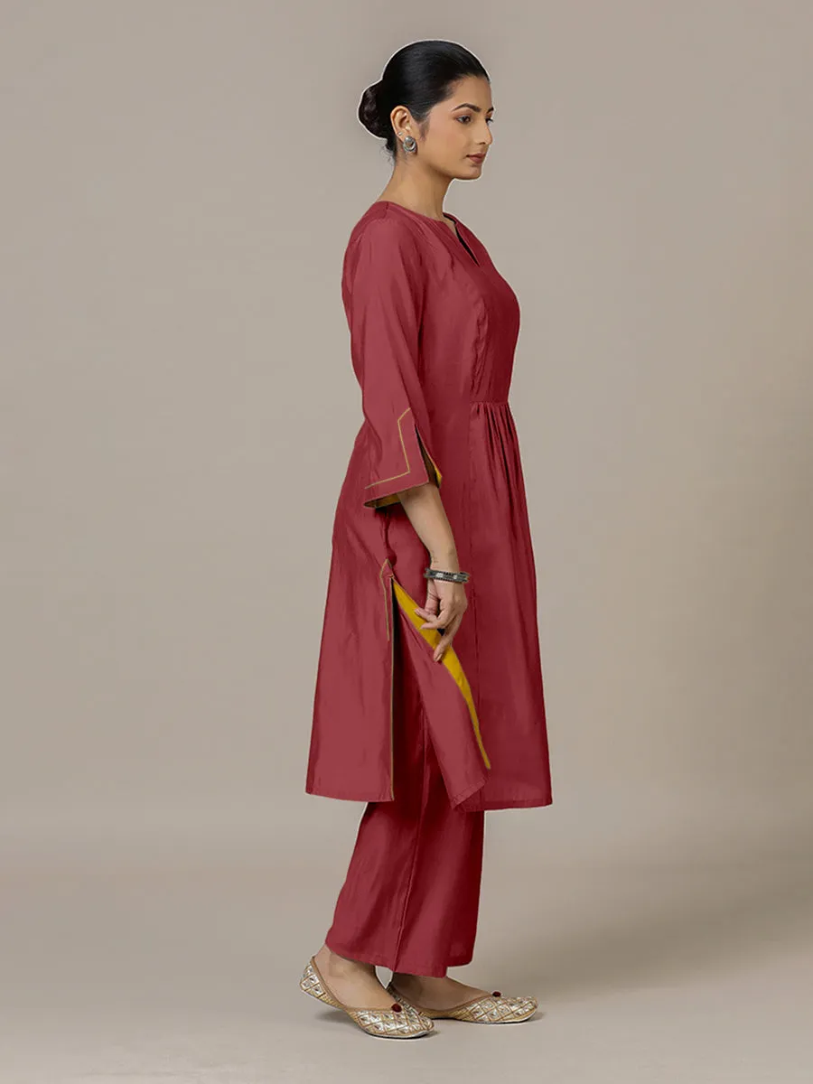 Nimrat x Rozaana | A Line Kurta in Scarlet Red with Thread Work | Coords or Only Kurta
