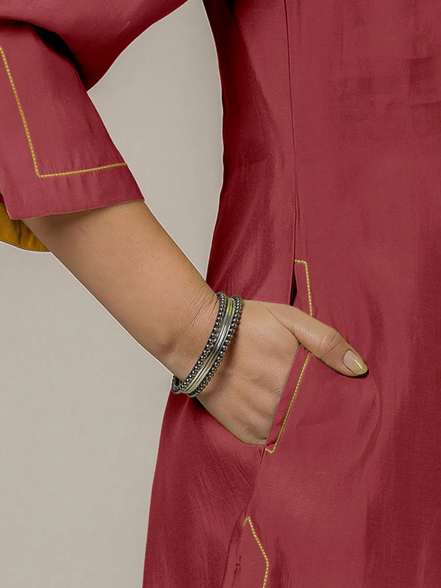 Nimrat x Rozaana | A Line Kurta in Scarlet Red with Thread Work | Coords or Only Kurta