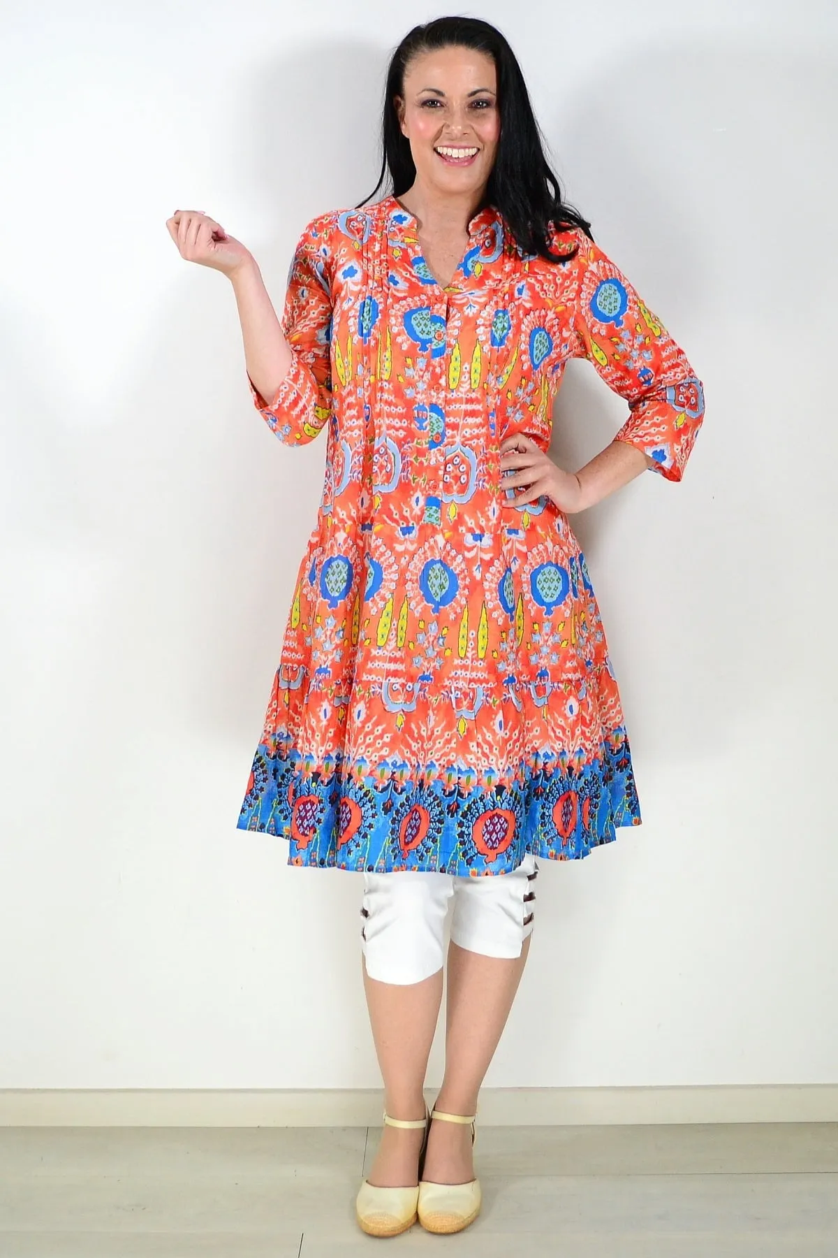 Orange Blue Beth Tunic Dress