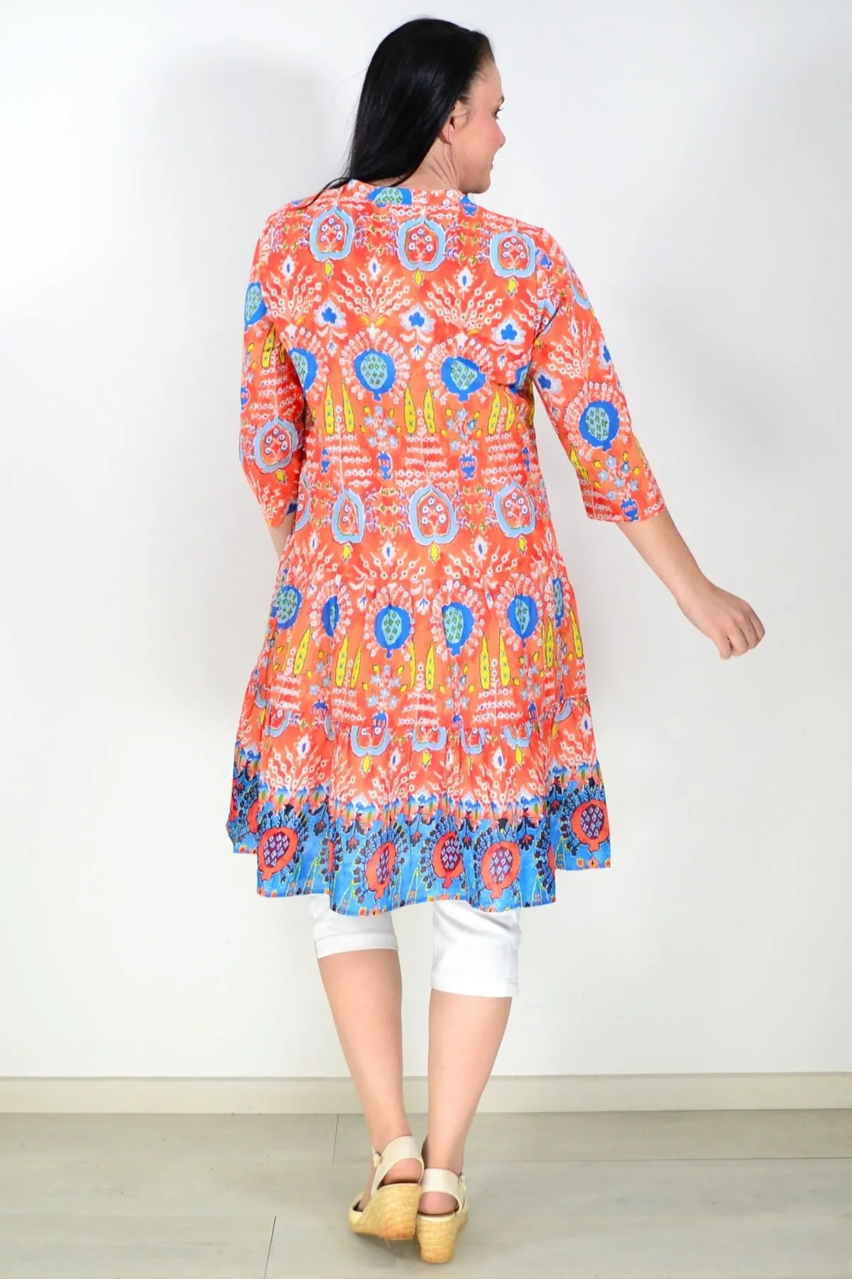 Orange Blue Beth Tunic Dress