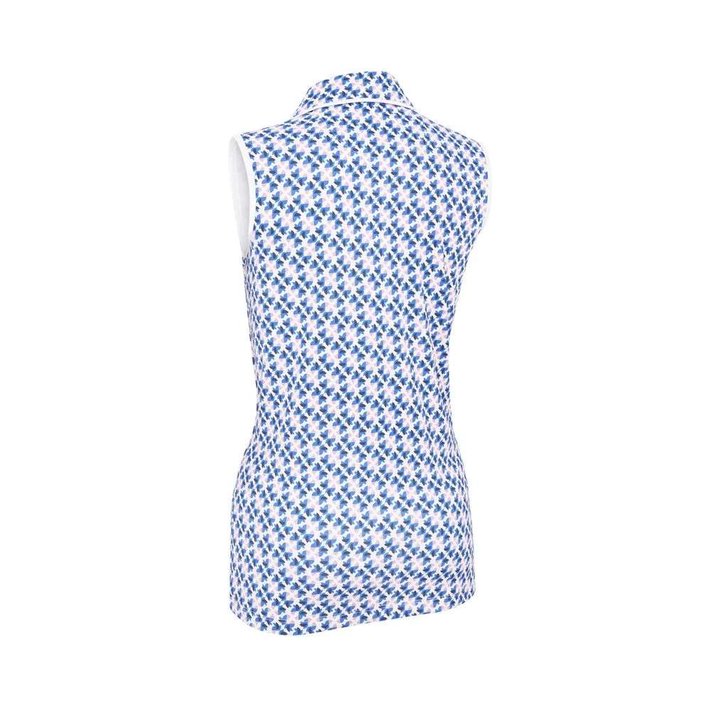 Original Penguin Womens Sleeveless Geo Parrot Printed Polo - BRIGHT WHITE
