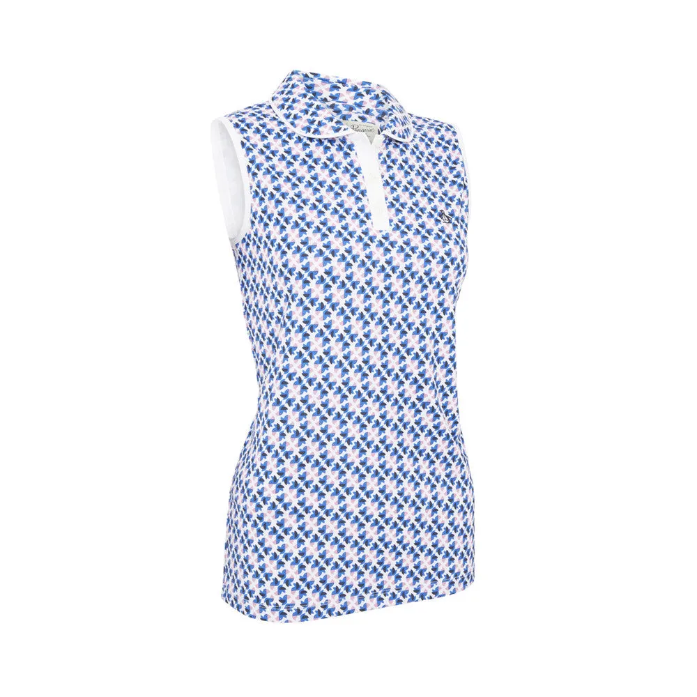 Original Penguin Womens Sleeveless Geo Parrot Printed Polo - BRIGHT WHITE