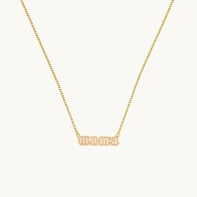 Pink Enamel Mama Necklace