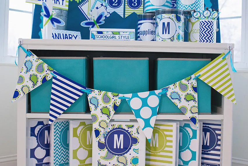 "Paisley, Turquoise, Blue & Green" Full UPRINT Bundle | Printable Classroom Decor | Teacher Classroom Decor | Schoolgirl Style