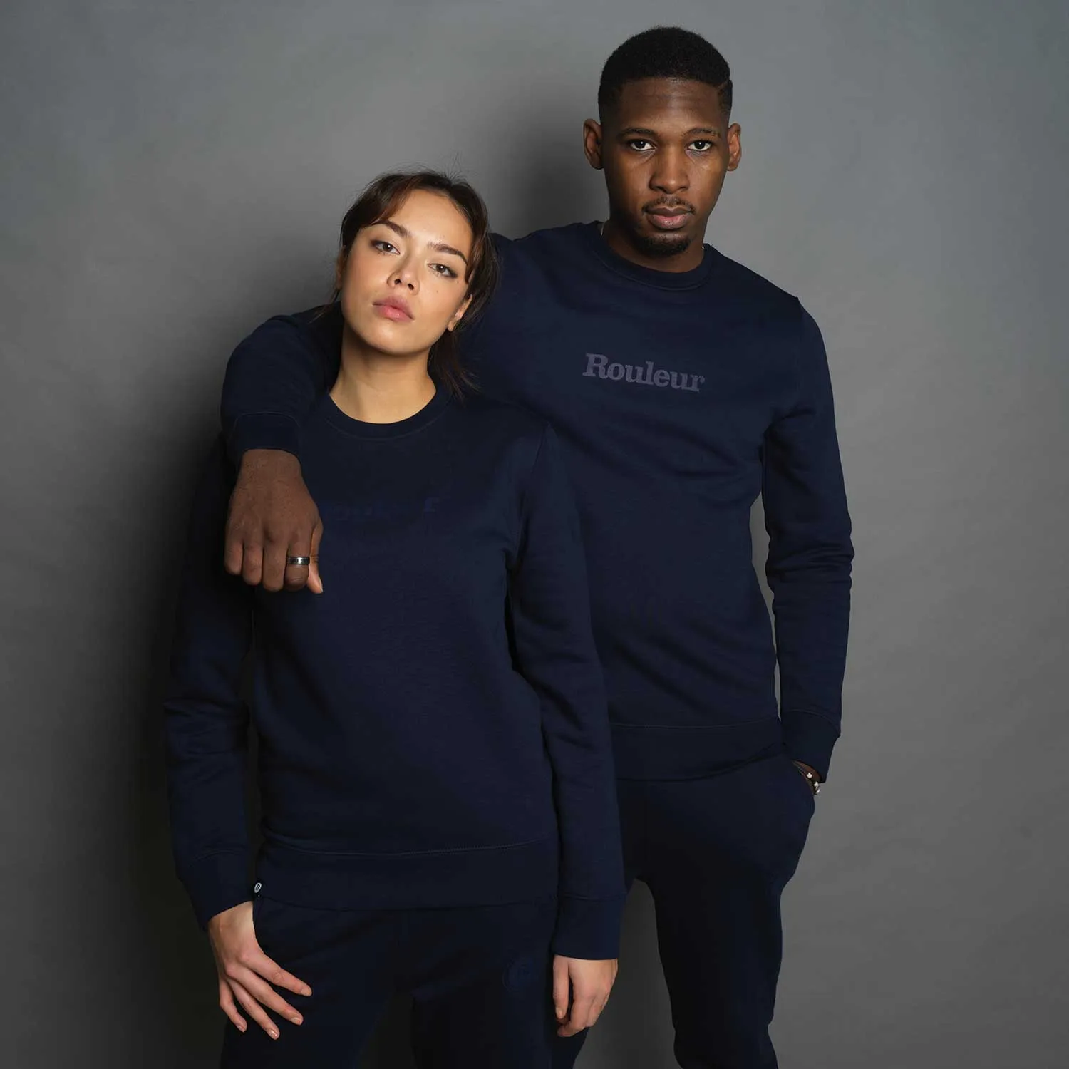 Rouleur Logo - Organic Sweatshirt - Unisex - French Navy