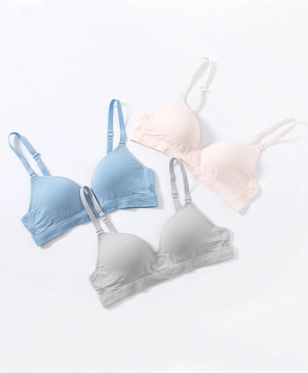 Seamless Jacquard Floral Triangle Bra