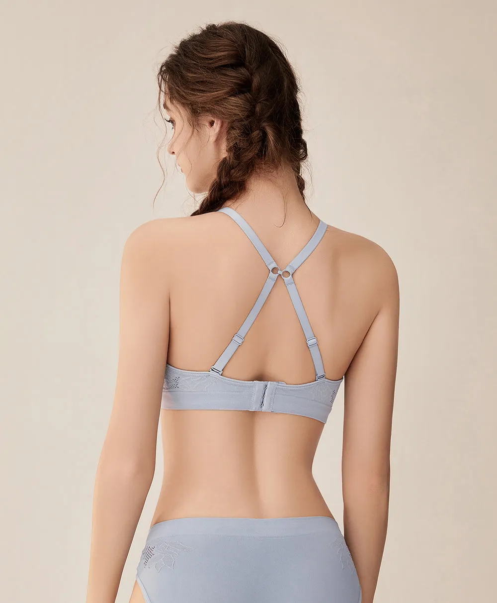 Seamless Jacquard Floral Triangle Bra