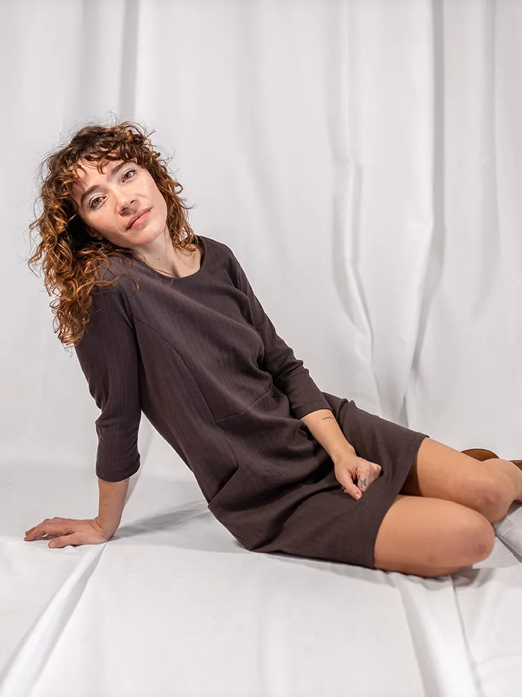 Sweet Seams Dress - Shale Rib Knit