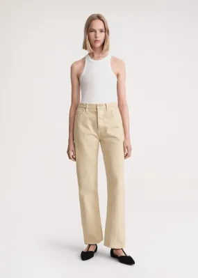 Twisted seam denim full length washed beige