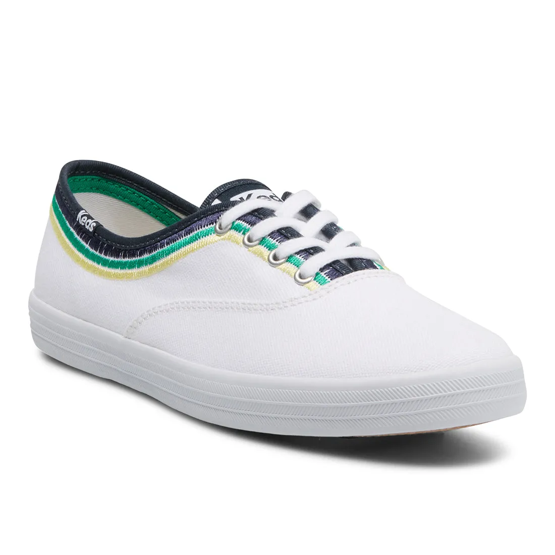 Women's Champion Embroidery Canvas Sneaker White/Green (WF67187)